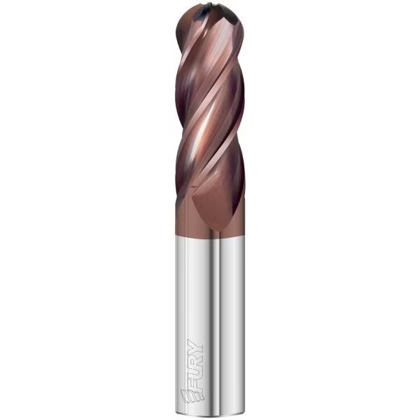 4-Flute - Variable Helix - 3500 Fury HP End Mills, FC20, RH Spiral, Ball, Standard, 5/16, Fullerton Tool, Mfr#: 35023